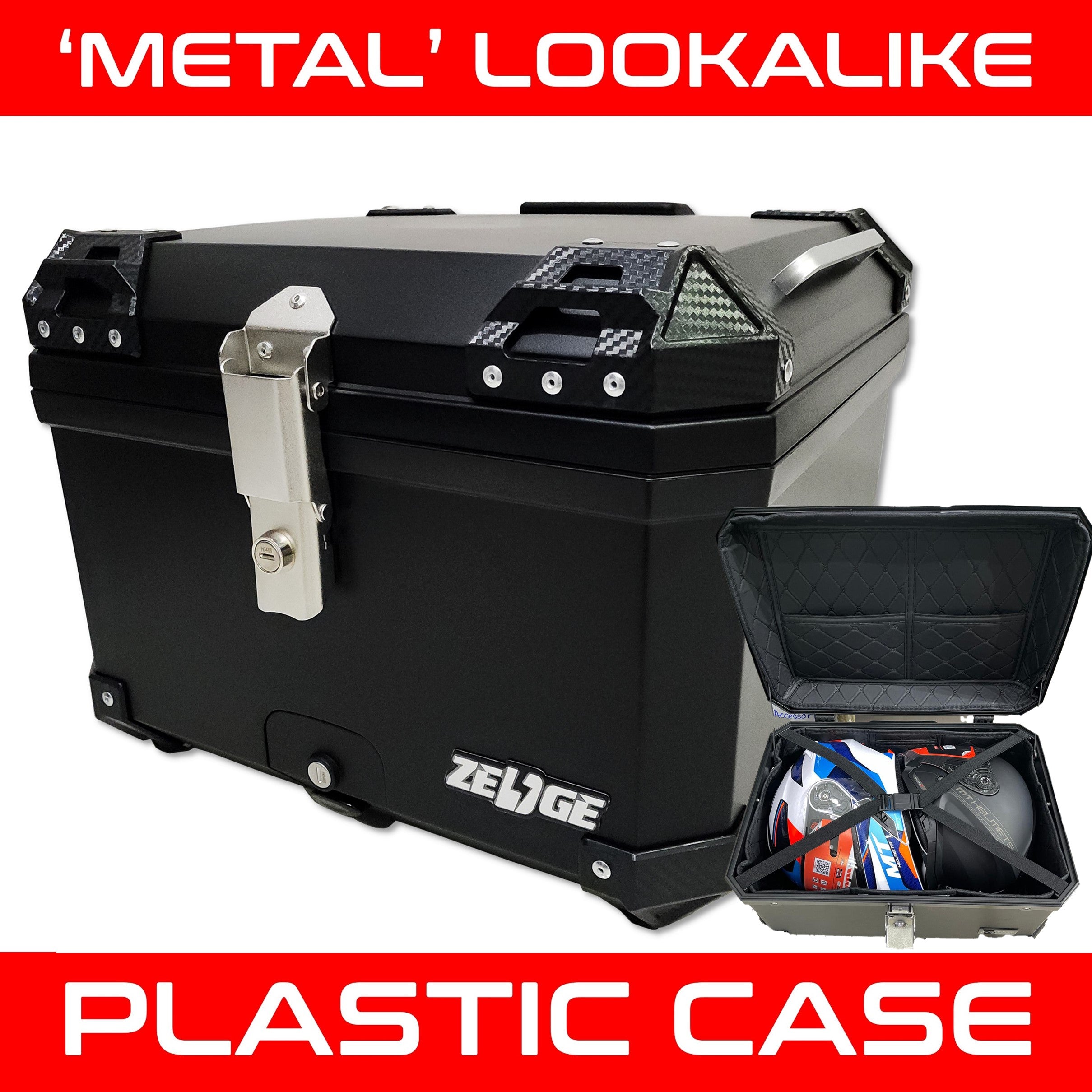 Zedge 60L X-Gravity Plastic Top Case with Back Rest