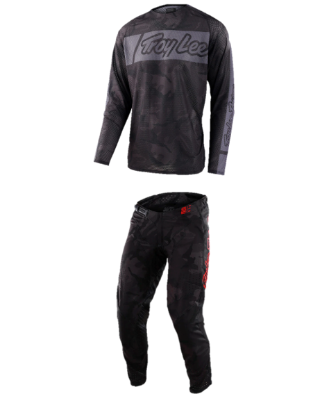 Troy Lee Design SE Pro Air Jersey Vox Camo Black/Gray + SE Pro Pant Solo Camo Black/Gray