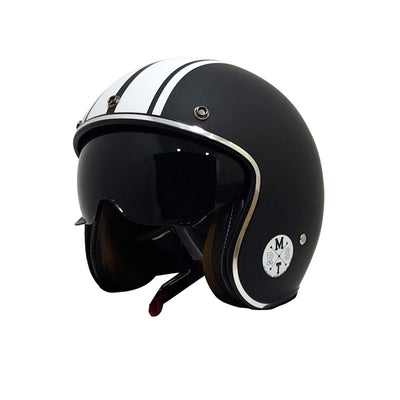 MT Helmets Le Mans 2 SV Speed A0 Matt Black/ White Retro Classic 3 Button Helmet