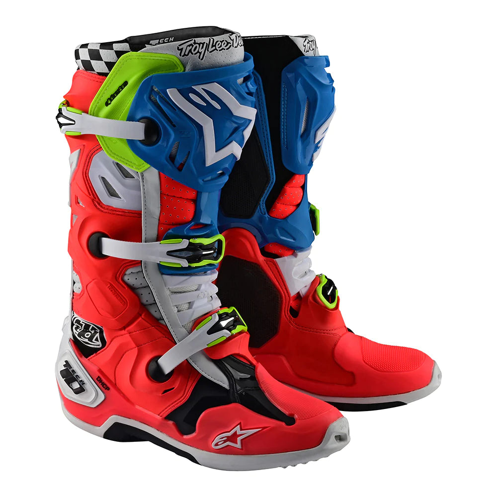 TLD x Alpinestars Tech 10 Supervented MX Boot Solid Rocket Red/White/Blue
