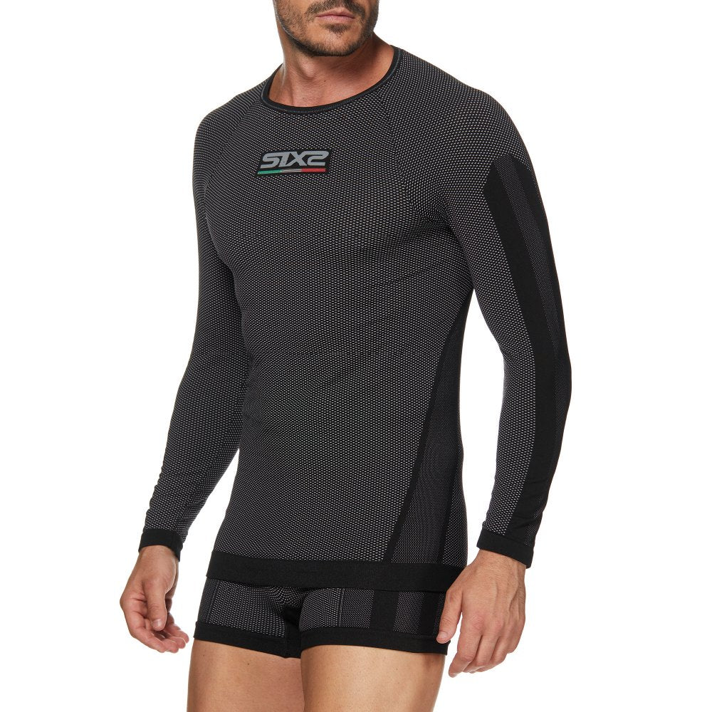 SIX2 Long-Sleeved Round Neck Jersey Black Carbon