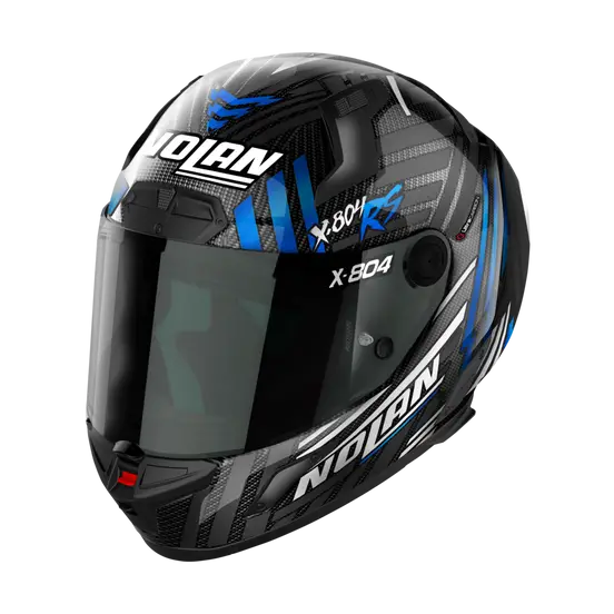 Nolan X-804 RS Ultra Carbon Spectre White/Chrome Blue Helmet 20