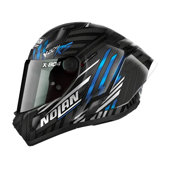 Nolan X-804 RS Ultra Carbon Spectre White/Chrome Blue Helmet 20