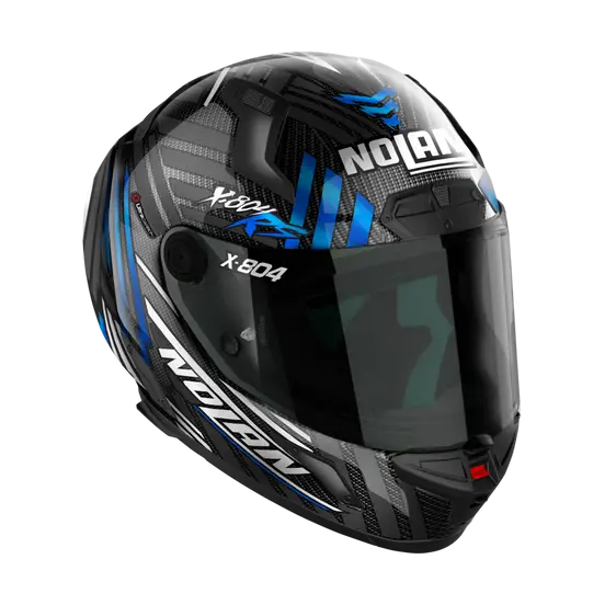 Nolan X-804 RS Ultra Carbon Spectre White/Chrome Blue Helmet 20