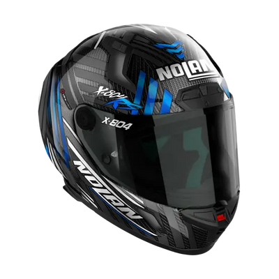 Nolan X-804 RS Ultra Carbon Spectre White/Chrome Blue Helmet 20