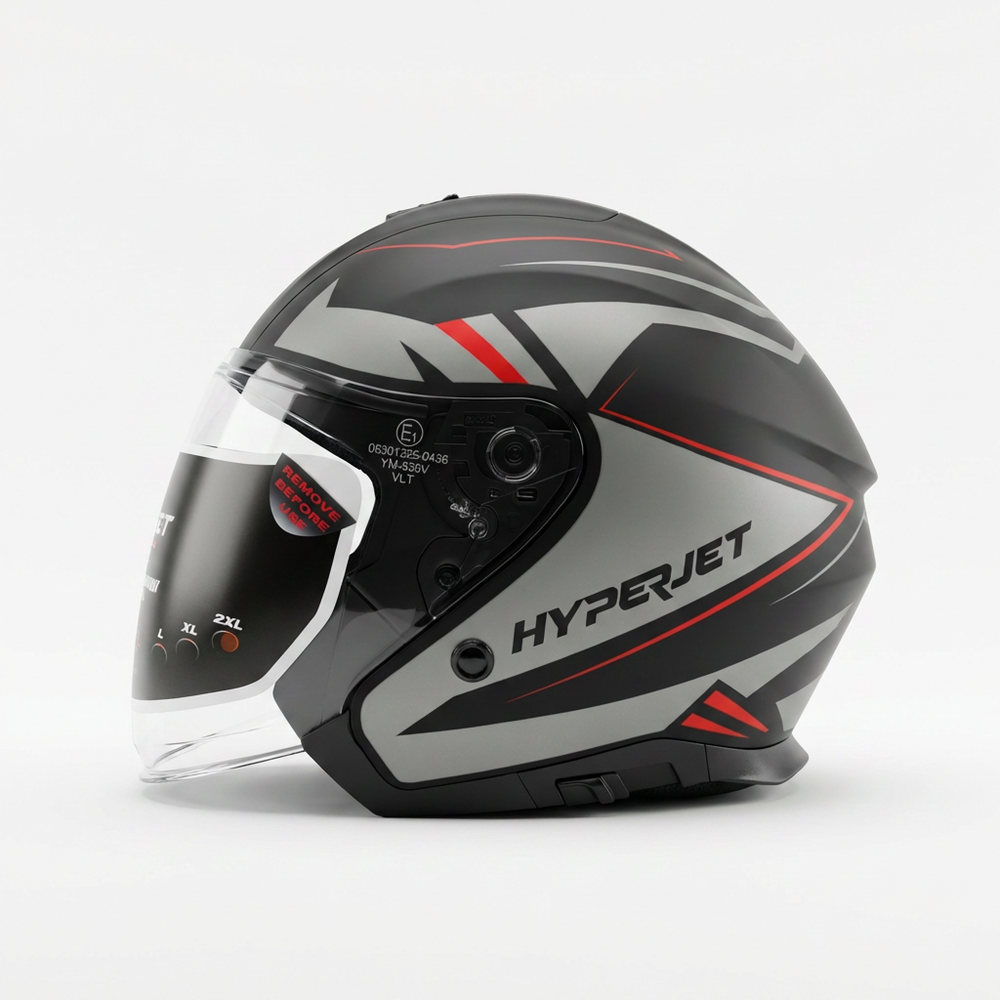 VLT HyperJet Arrow Matt Black/Grey Helmet