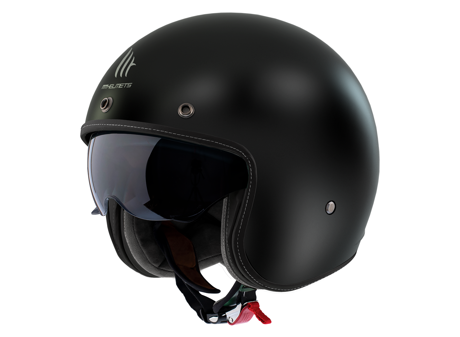 MT Helmets Le Mans 2 SV Solid A1 Matt Black Retro Classic 3 Button Helmet
