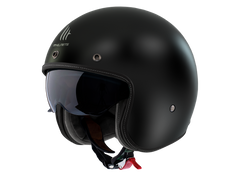 MT Helmets Le Mans 2 SV Solid A1 Matt Black Retro Classic 3 Button Helmet