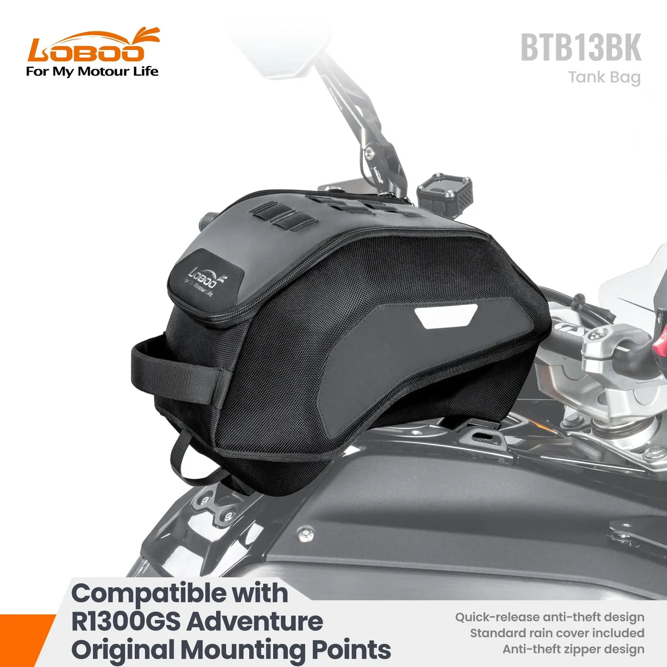 LOBOO Motorcycle Tank Bag BMW R1300GS (BTB13BK)