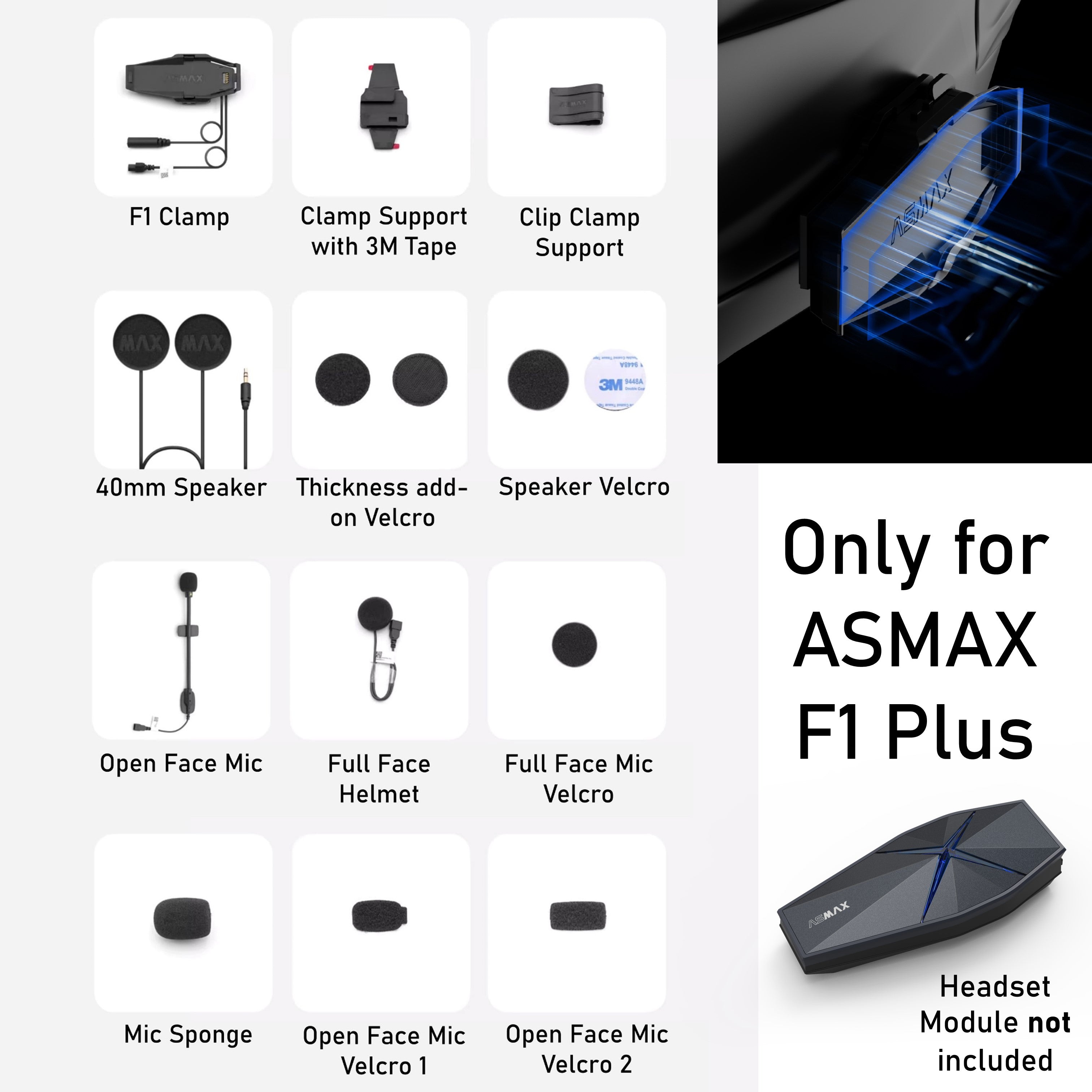 ASMAX F1 Plus Accessories Clamp + Audio Kit (Full Set)