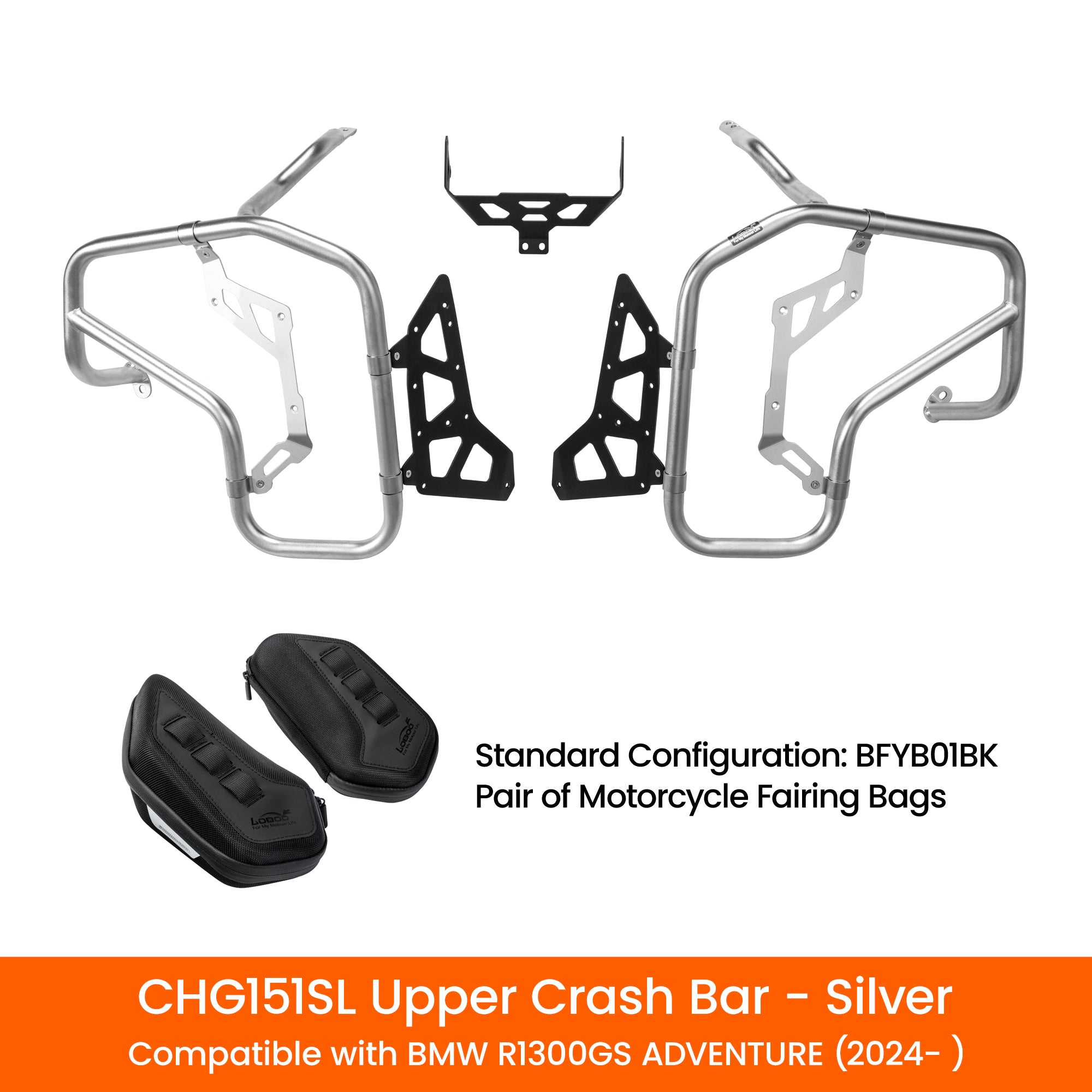Loboo Upper Crash Bar BMW R1300GS ADVENTURE (2024-) Black / Silver