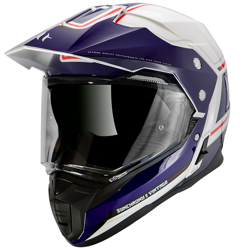 MT Helmets Synchrony SV Duo Sport Vintage Gloss Pearl White/Blue/Red Helmet