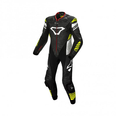 Macna Tracktix Black/White/Fluo Yellow One Piece Suit (127)