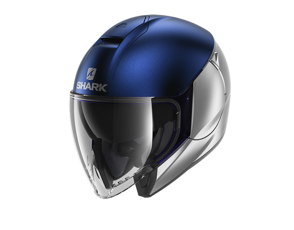Shark City Cruiser Dual Blank Mat Silver Blue Helmet (SBS)