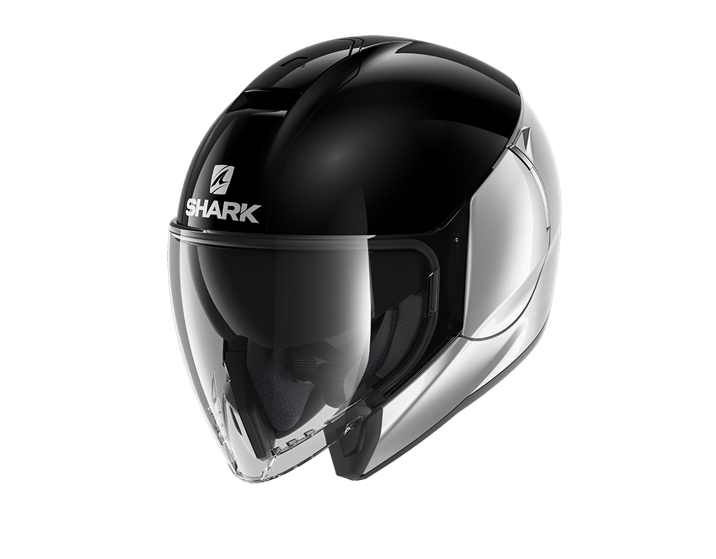 Shark City Cruiser Dual Blank Silver Black Helmet (SKS)