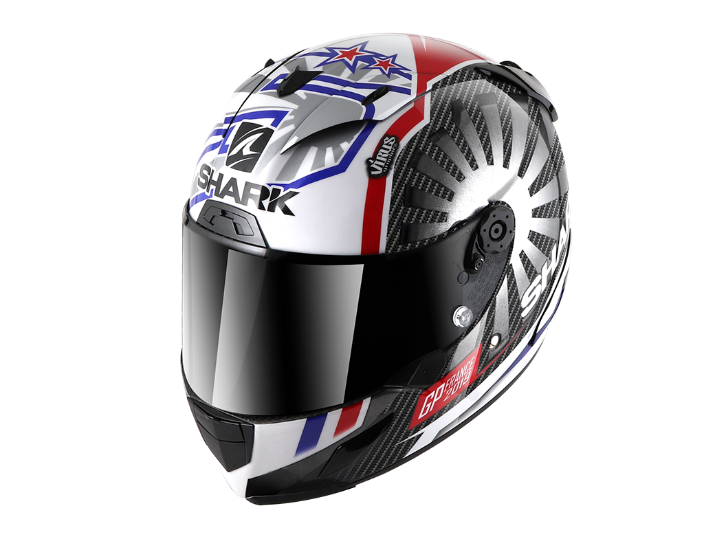 Shark Race-R Pro Carbon Replica Zarco GP France 2019 Carbon Chrome Red Helmet (DUR)