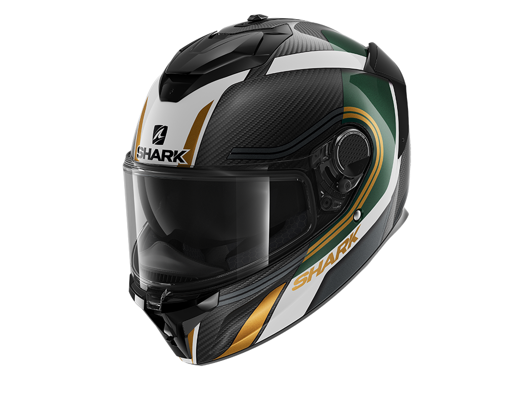 Shark Spartan GT Carbon Tracker Green Gold Helmet (DGQ)