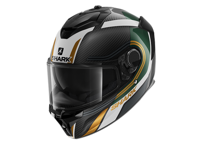 Shark Spartan GT Carbon Tracker Green Gold Helmet (DGQ)