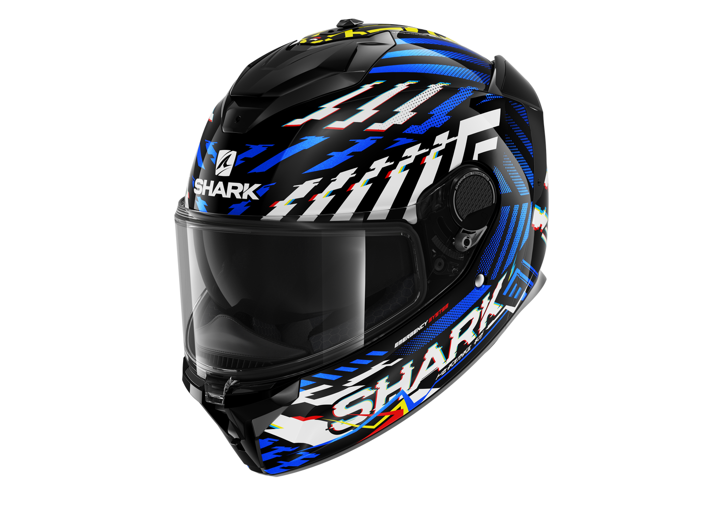 Shark Spartan GT E-Brake Black Yellow Blue Helmet (KYB)