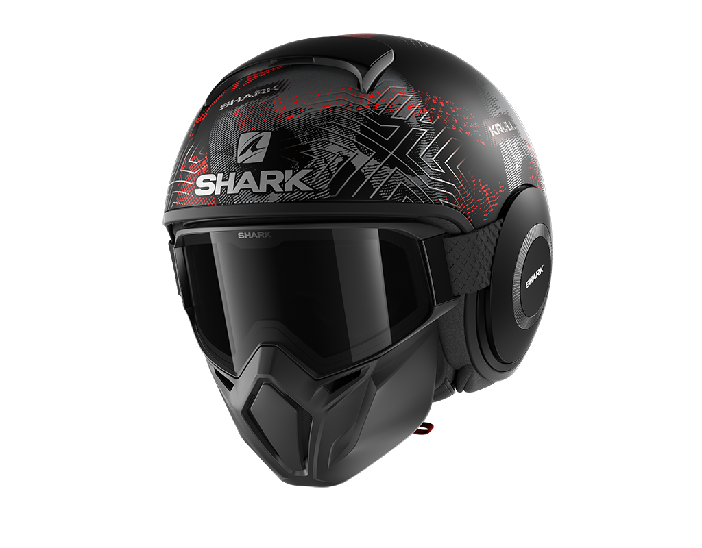 Shark Street-Drak Krull Mat Black Silver Red Helmet (KSR)