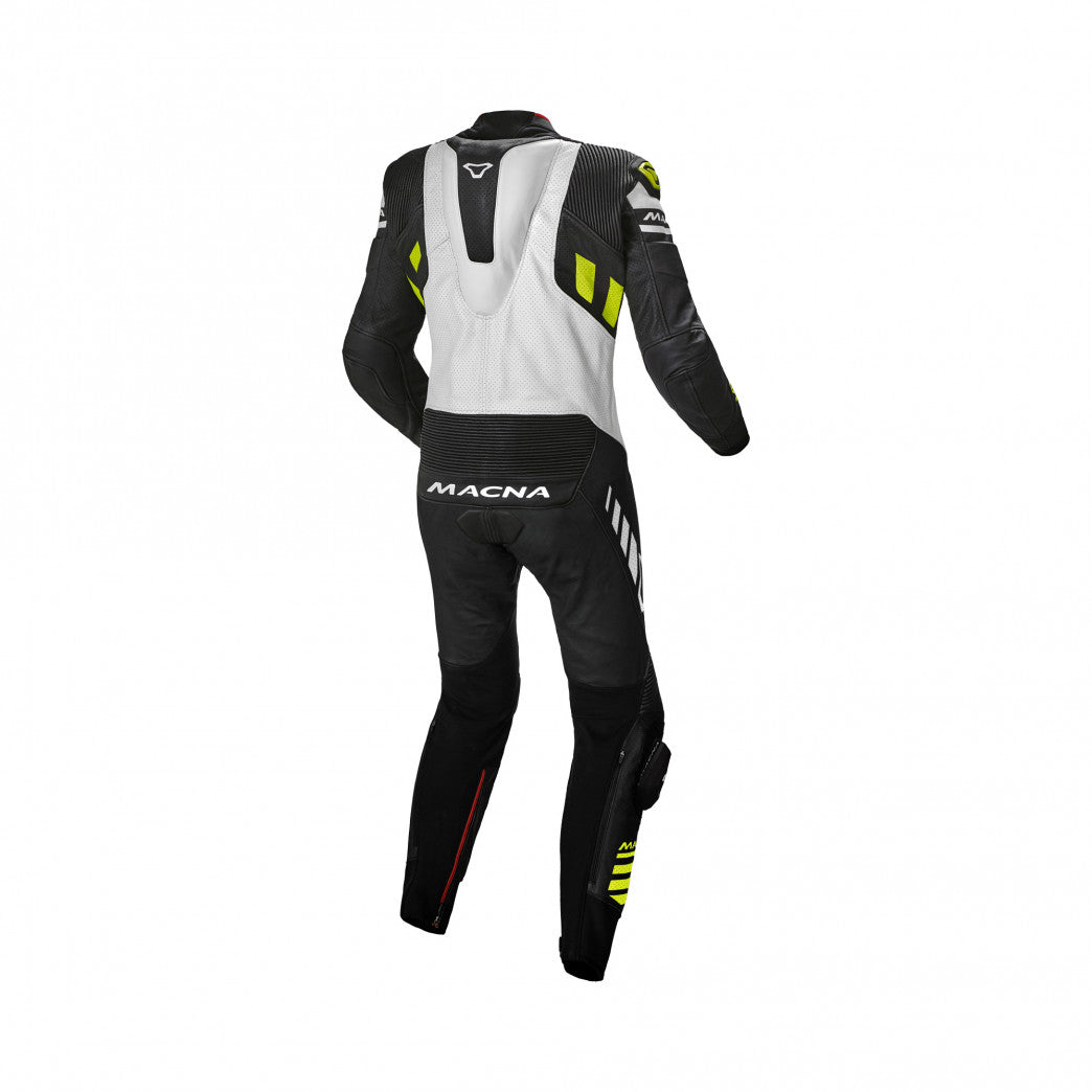 Macna Tracktix Black/White/Fluo Yellow One Piece Suit (127)