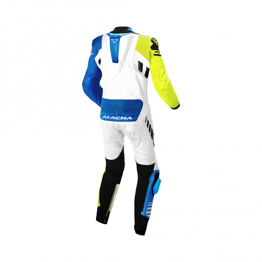 Macna Tracktix White/Fluo Yellow/Blue One Piece Suit (275)