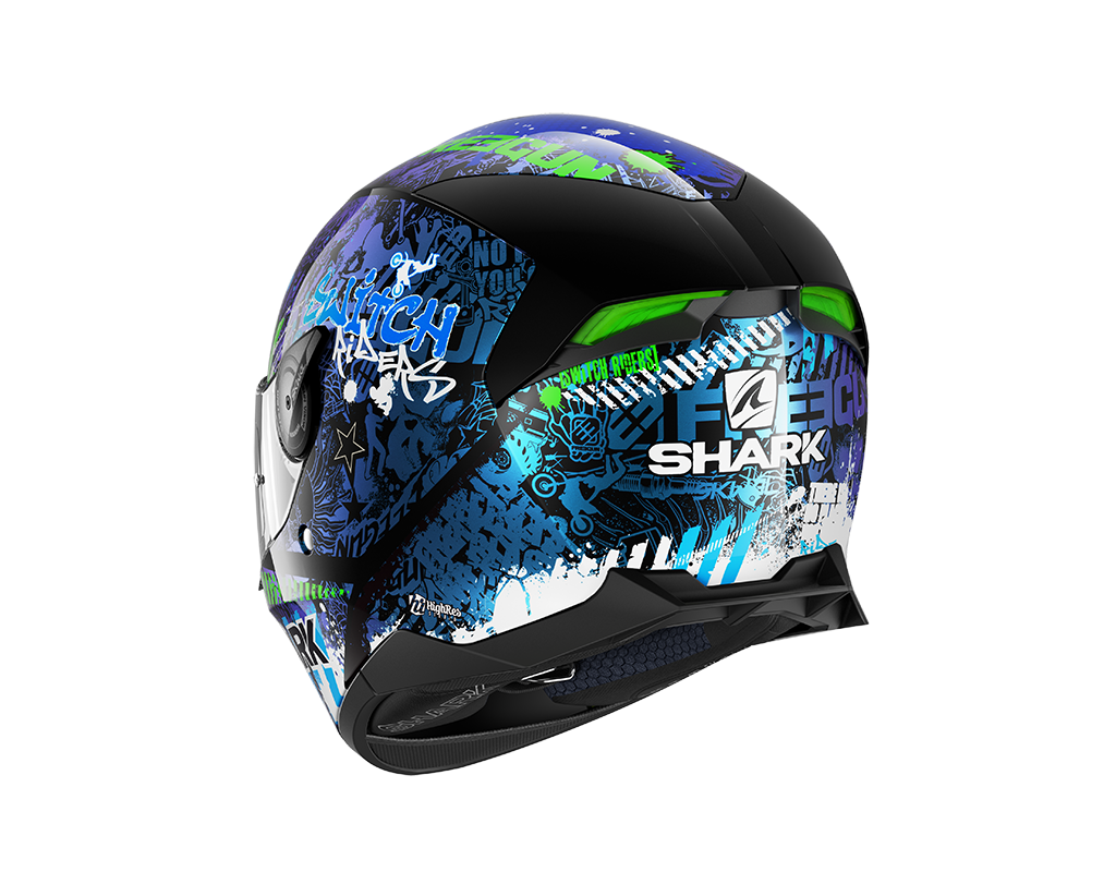 Shark Skwal 2.2 Replica Switch Riders 2 Black Blue Green Helmet (KBG)