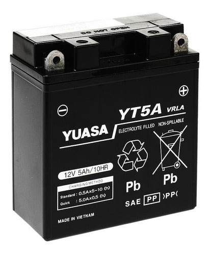Yuasa YT5A Battery (Vietnam, Wet Charged)