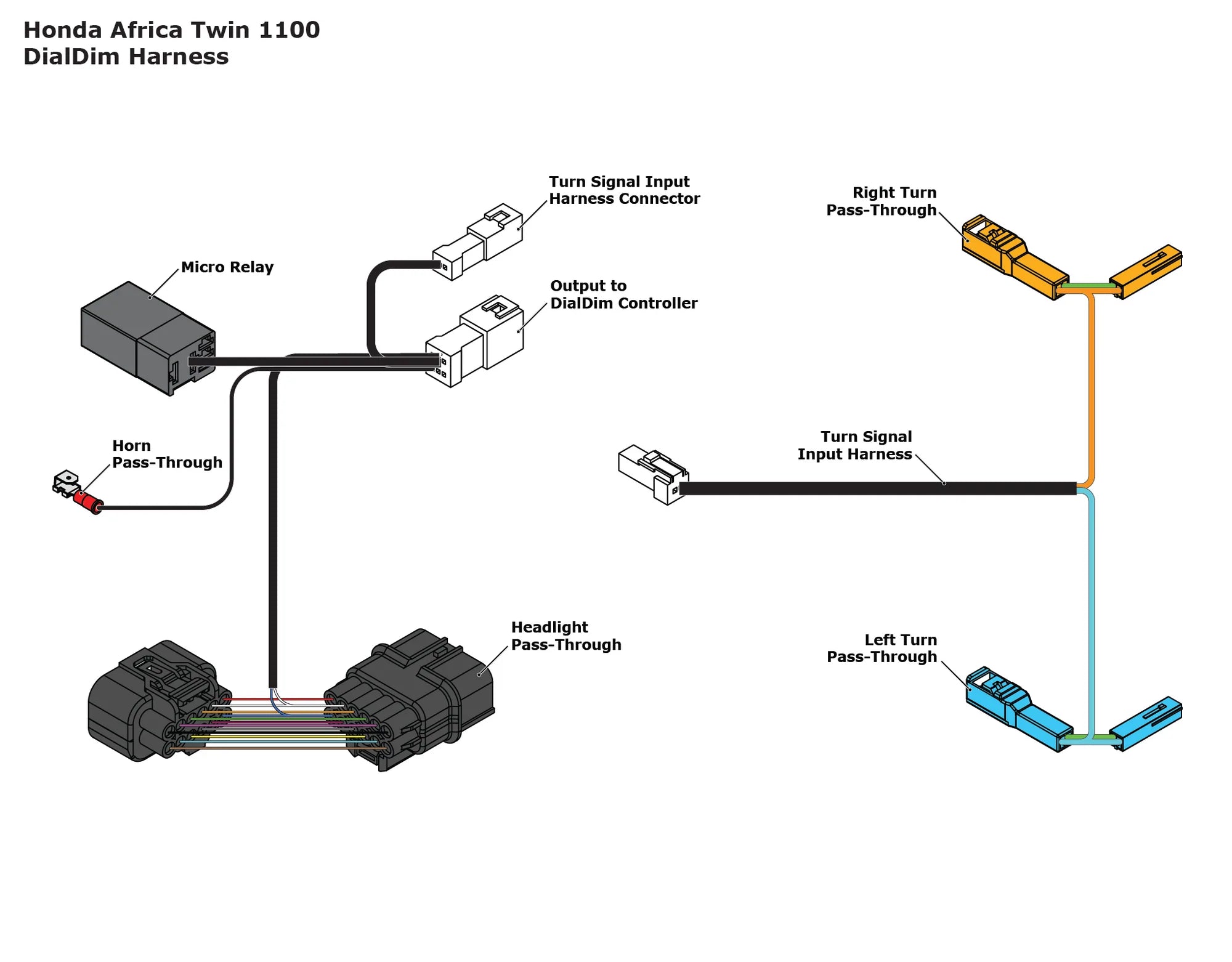 DENALI Plug-&-Play DialDim Wiring Adapter for Honda Africa Twin 1100 [DNL.WHS.20400]