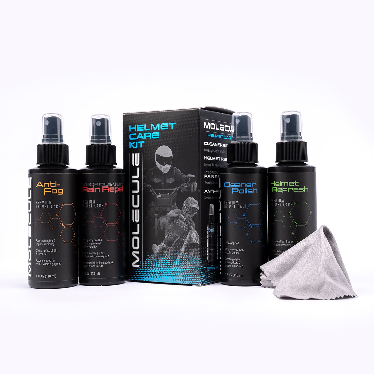 [Helmet Care] Molecule Helmet Care Kit (Anti-Fog, Rain Repel, Cleaner Polish, Helmet Refresh) 4oz. (118ml)