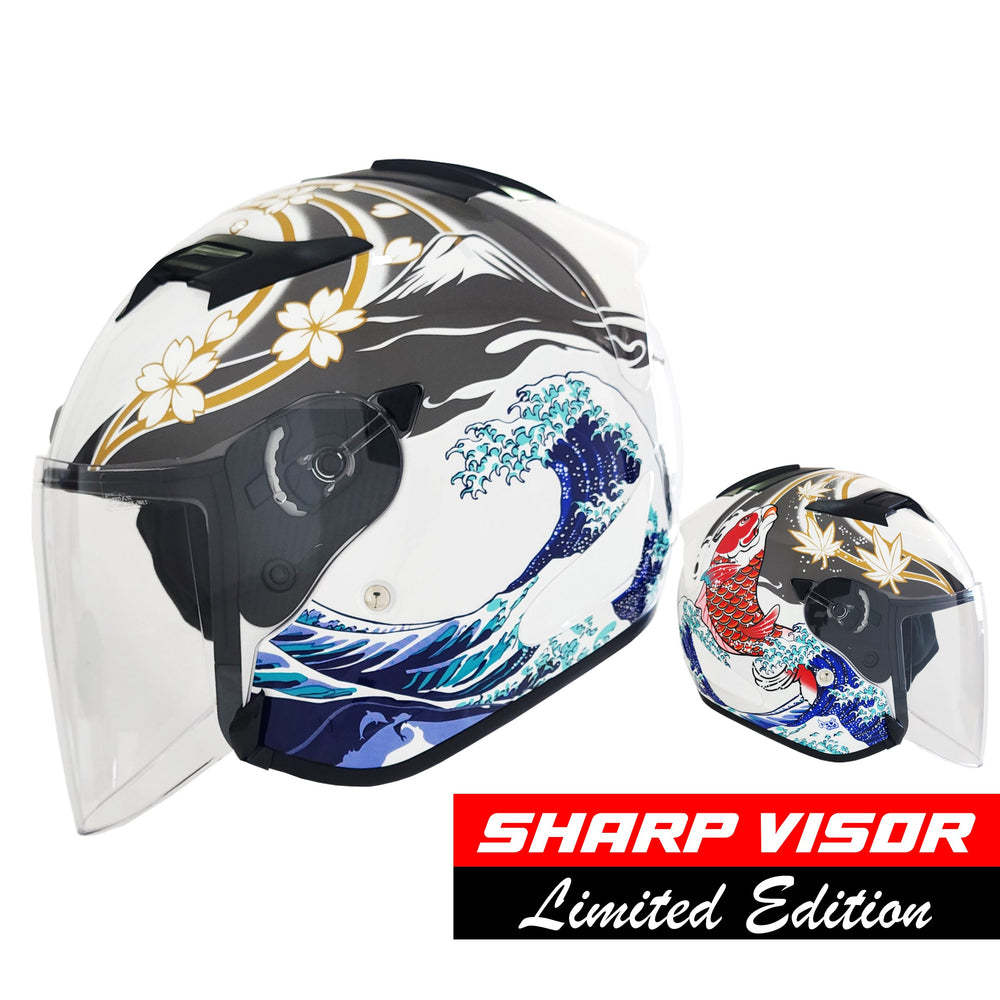 [Limited Edition] Astone DJR Helmet Koi White/ Golden (BM14)