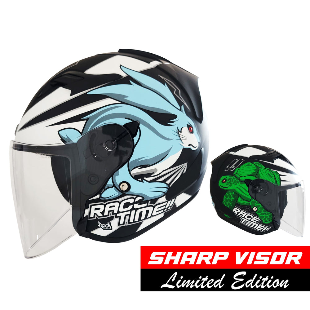 [Limited Edition] Astone DJR Helmet Tortoise Vs Hare Matt Black/ White (BM2)