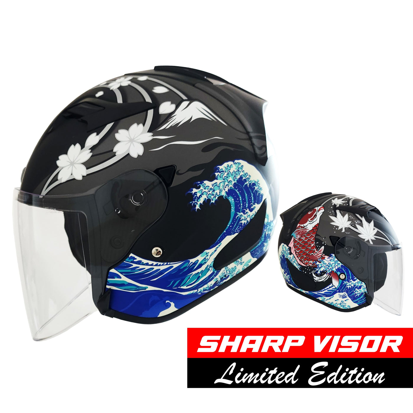 [Limited Edition] Astone DJR Helmet Koi Matt Black/ Silver (BM14)