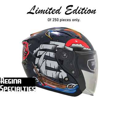 [Limited Edition] MT Helmets Avenue SV Old Tattoo A2 Gloss Pearl Titanium Helmet