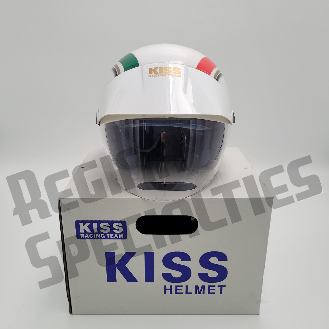 KISS #03 Green/White/Red Helmet