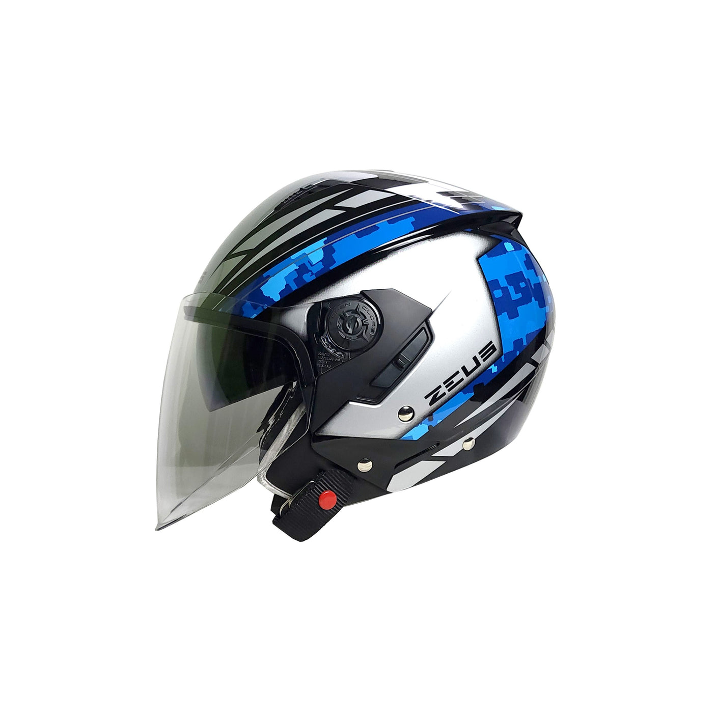 Zeus ZS-205 Gray AQ1 Blue Helmet