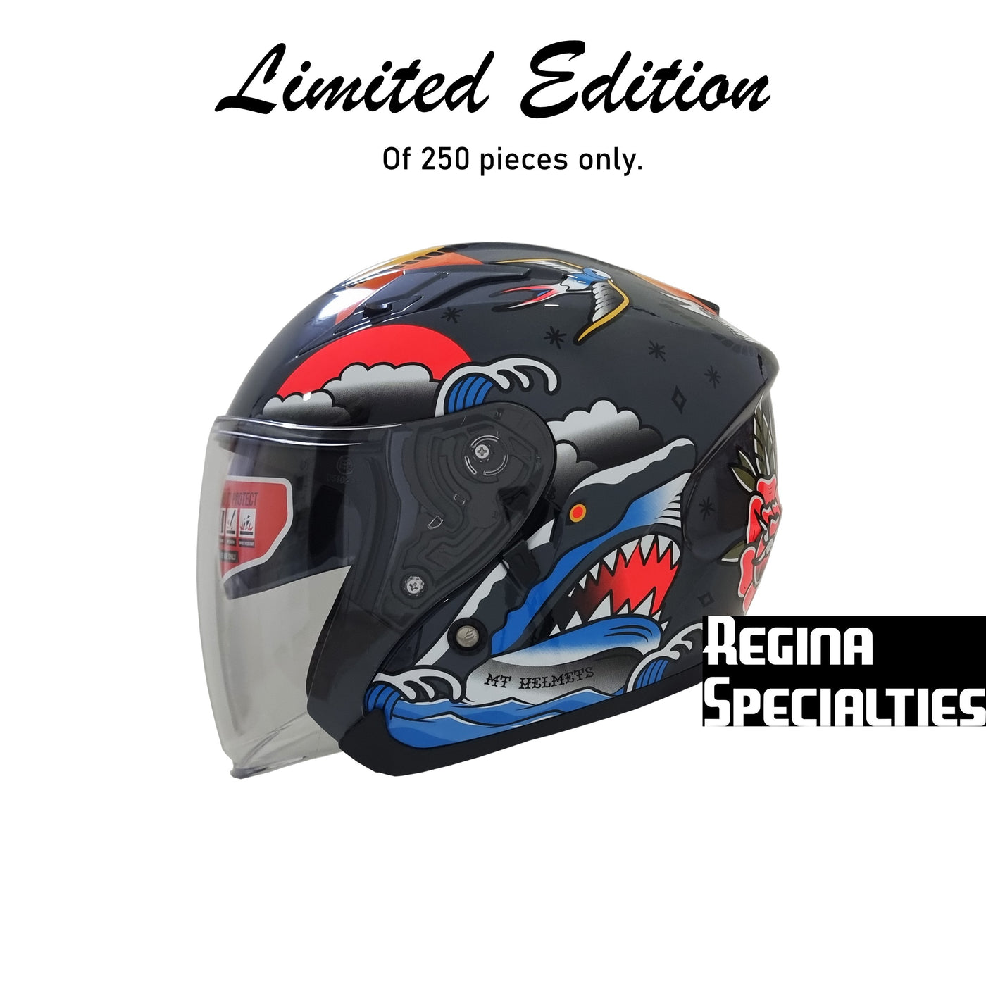 [Limited Edition] MT Helmets Avenue SV Old Tattoo A2 Gloss Pearl Titanium Helmet