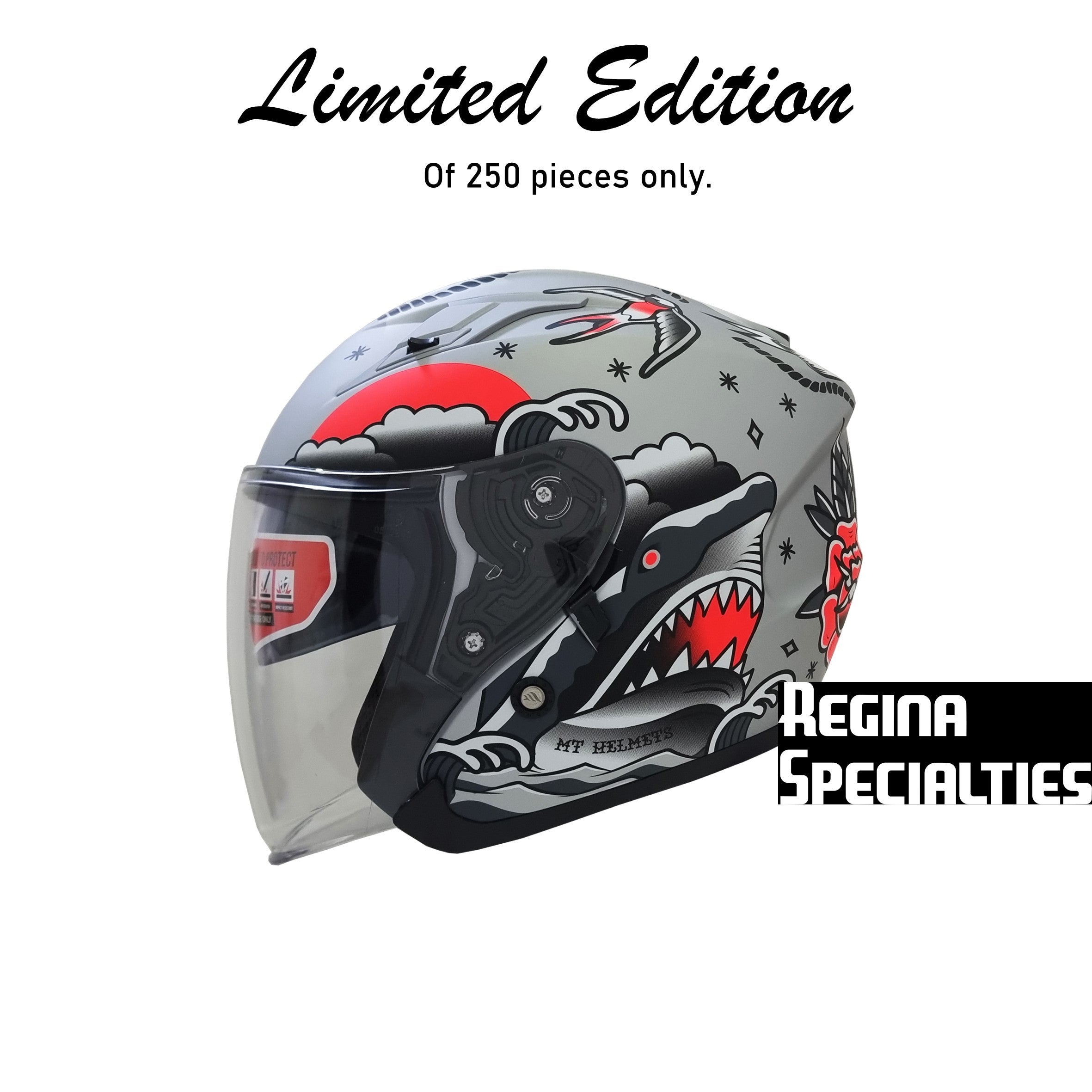[Limited Edition] MT Helmets Avenue SV Old Tattoo B2 Matt Pearl Titanium Helmet