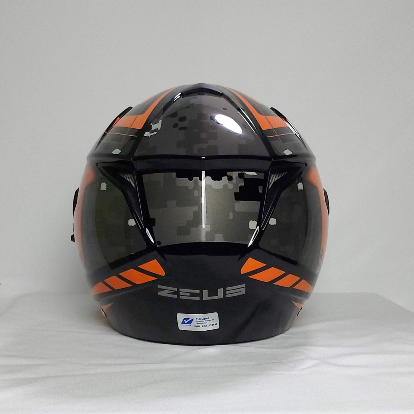 Zeus ZS-205 Orange AQ1 Black Helmet