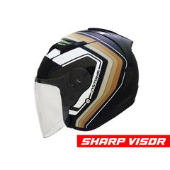 Astone DJR Helmet Stripes Matt Black/ Earth Yellow (BM13)