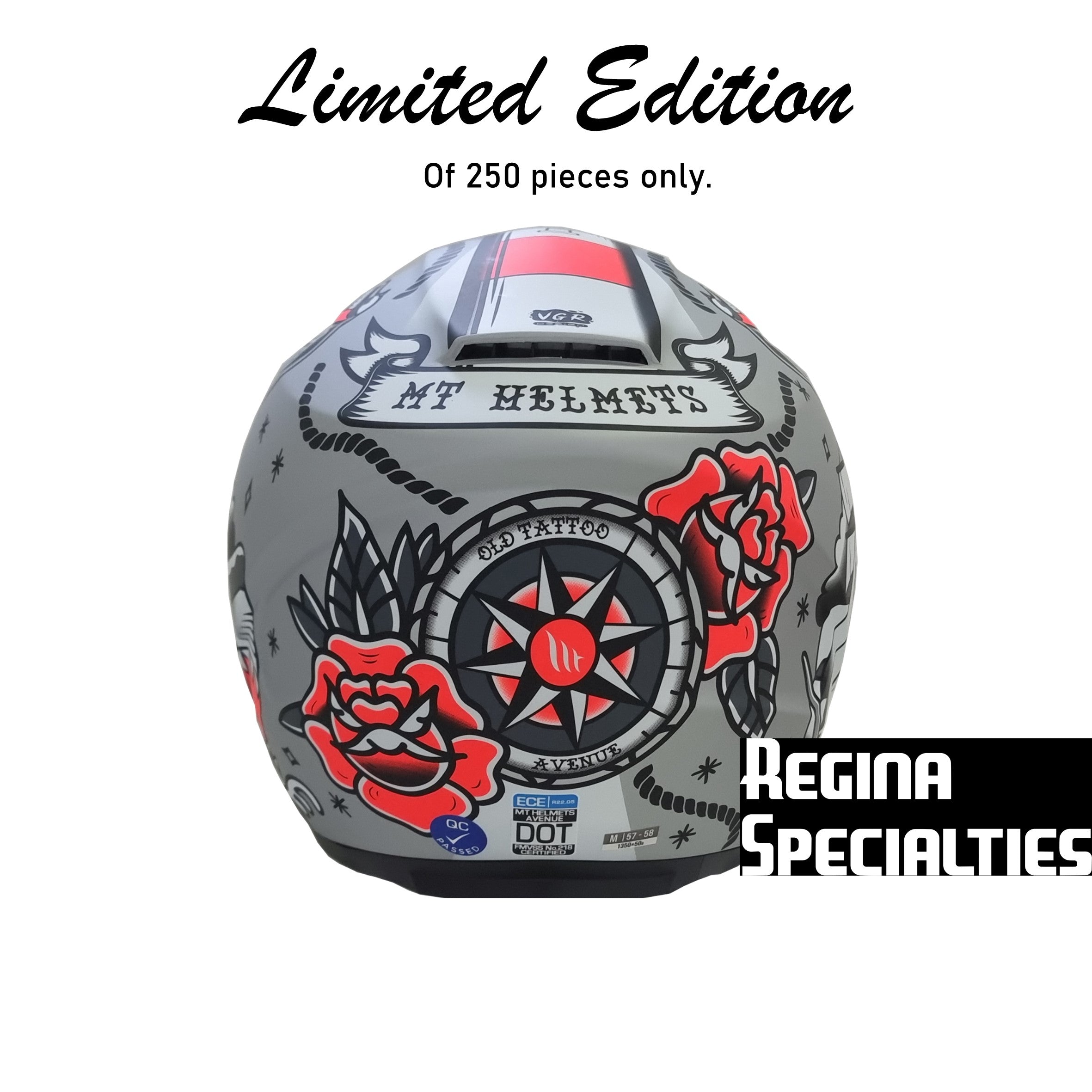 [Limited Edition] MT Helmets Avenue SV Old Tattoo B2 Matt Pearl Titanium Helmet