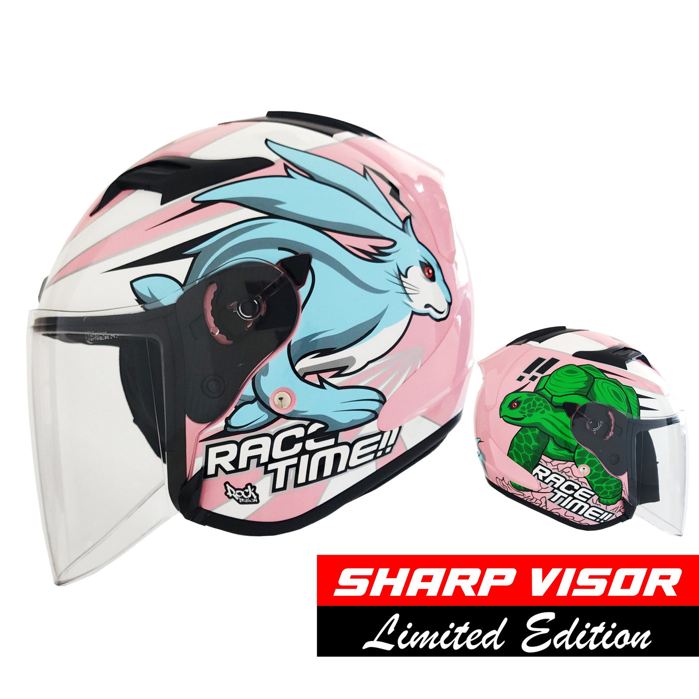 [Limited Edition] Astone DJR Helmet Tortoise Vs Hare Pink/ White (BM2)