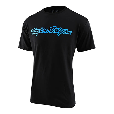 Troy Lee Designs Short Sleeve Tee Signature Black Heather Blue