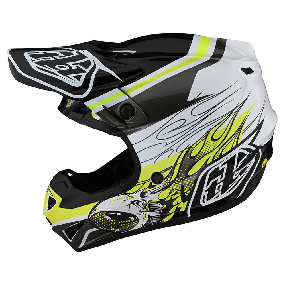 Troy Lee Designs SE4 Polyacrylite Helmet W/MIPS Skooly Black / Yellow