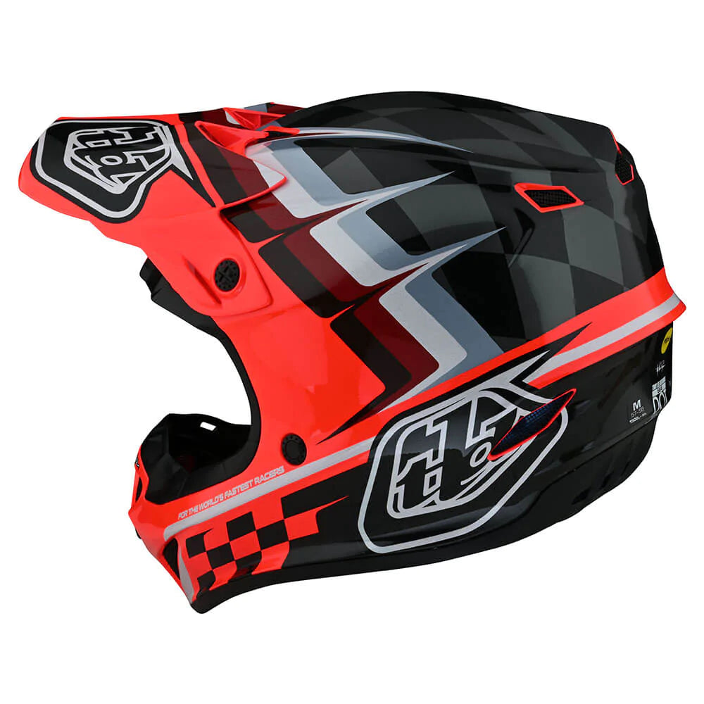 Troy Lee Designs SE4 Polyacrylite Helmet W/MIPS Warped Glo Red