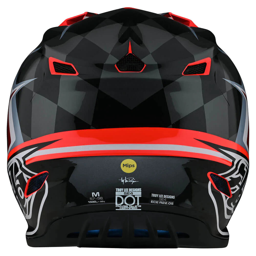 Troy Lee Designs SE4 Polyacrylite Helmet W/MIPS Warped Glo Red