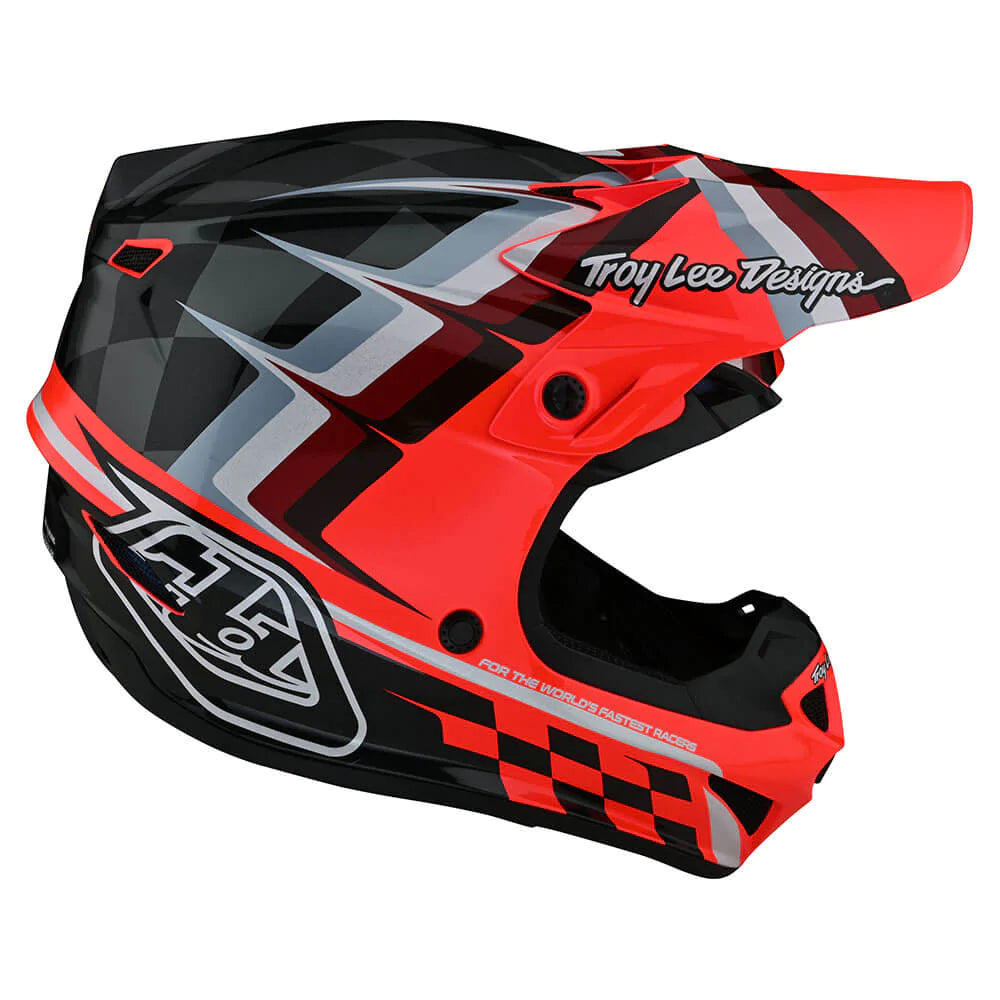 Troy Lee Designs SE4 Polyacrylite Helmet W/MIPS Warped Glo Red