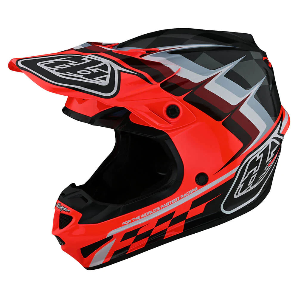 Troy Lee Designs SE4 Polyacrylite Helmet W/MIPS Warped Glo Red