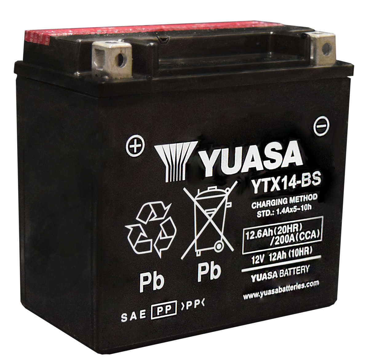 Yuasa YTX14-BS Battery (Taiwan, w/ Acid Pack)