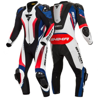 Shima APEX RS White/Blue One Piece Leather Suit
